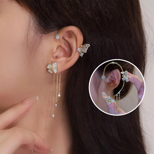 Sparkling Butterfly Tassel Earrings