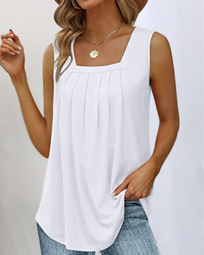 Casual Cotton Square Neck Tank