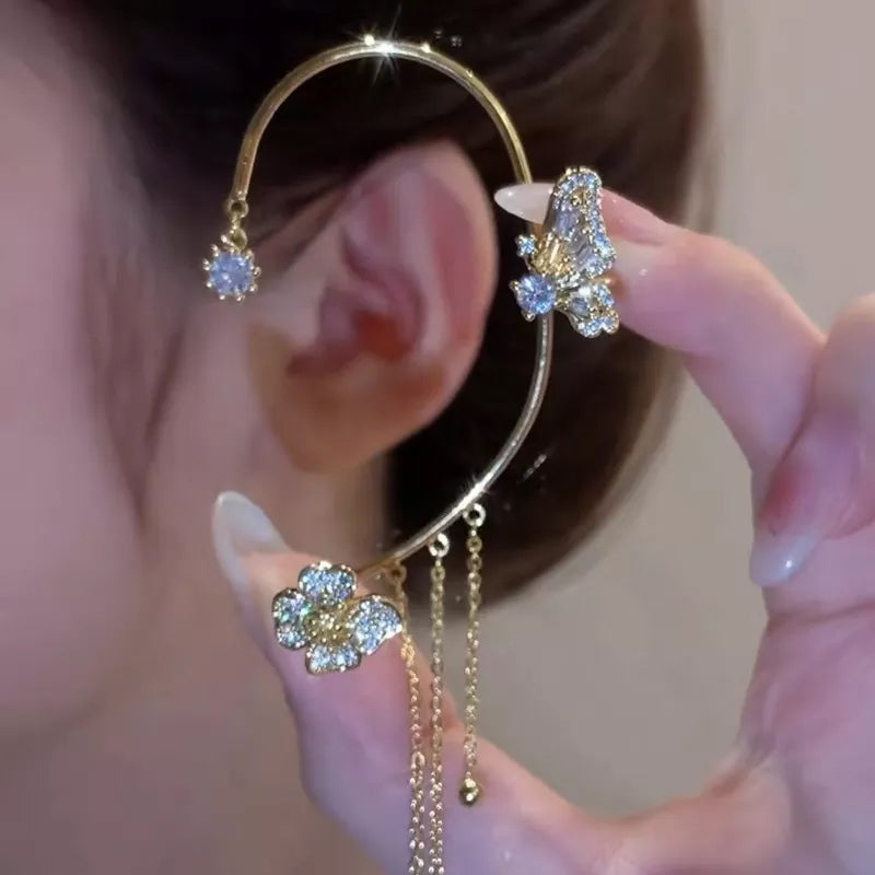 Sparkling Butterfly Tassel Earrings