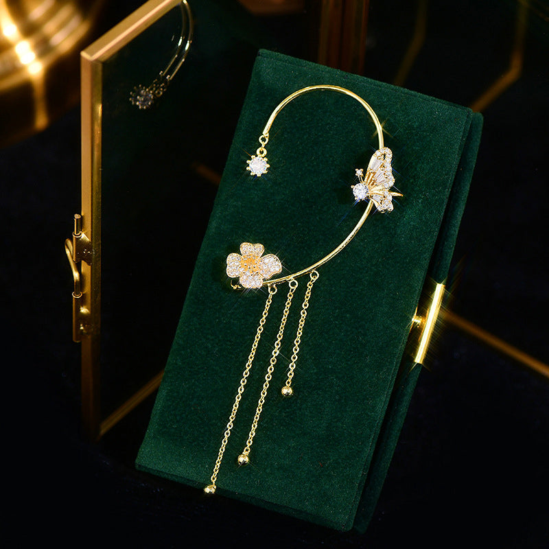 Sparkling Butterfly Tassel Earrings