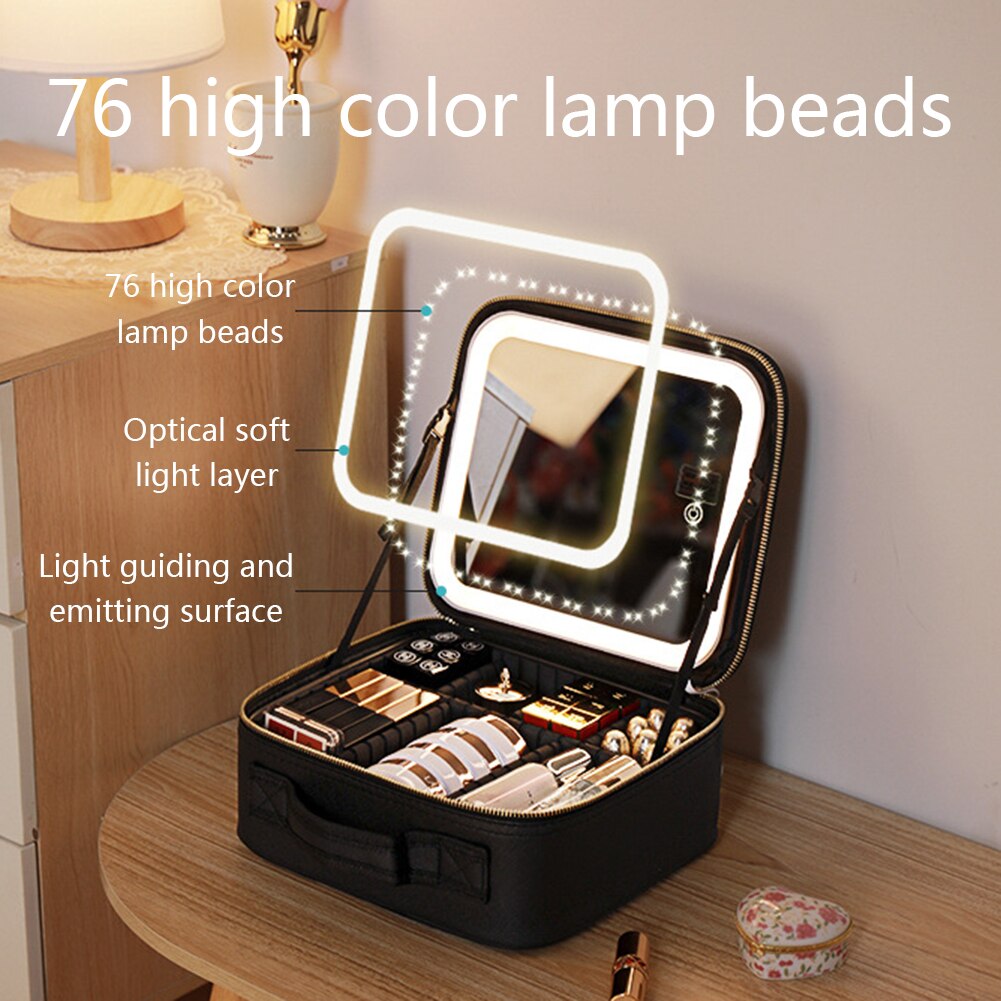 LED Lit Portable Makeup Organizer